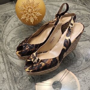 Stuart Weitzman Women's Animal Print Wedge Espadrilles Shoes New Size 11m